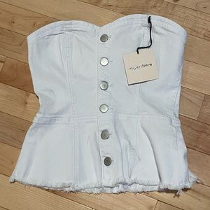 Button down jean tube top